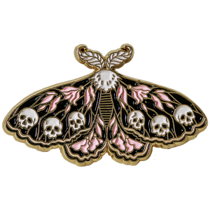 Moth and Skulls Enamel Pin