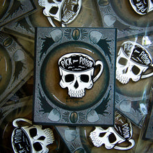 Load image into Gallery viewer, &quot;Pick Your Poison&quot; Skull Coffee Cup Enamel Pin