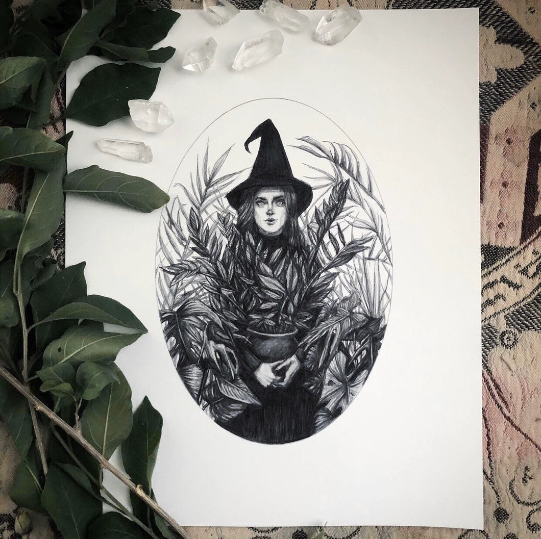 Green Witch Art Print by Caitlin McCarthy