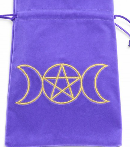 Triple Goddess Moon Embroidered Velvet Bag