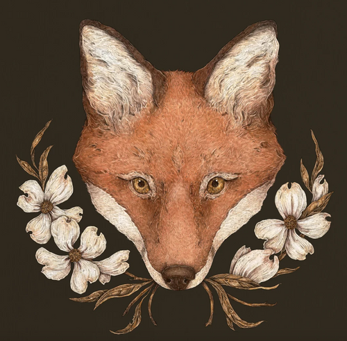 The Fox and Dogwoods Print by Jessica Roux